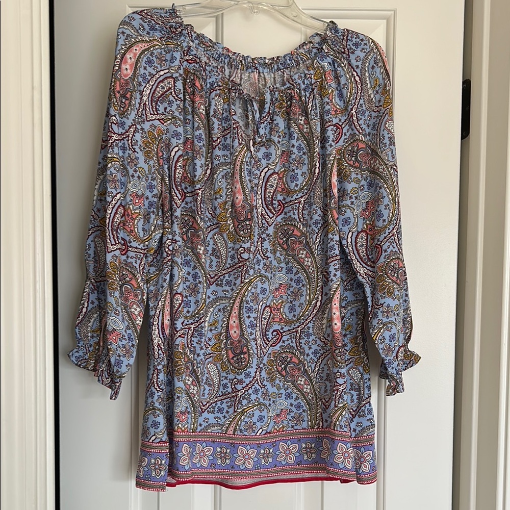 NWOT Paisley Print Blouse with Ruffle Details , brand new never worn.